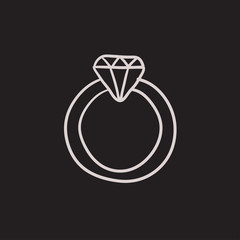 Wall Mural - Diamond ring sketch icon.