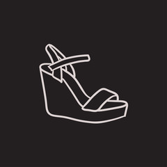 Poster - Women platform sandal sketch icon.