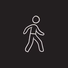 Sticker - Pedestrianism sketch icon.