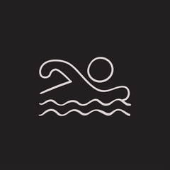 Sticker - Swimmer sketch icon.