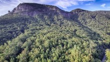 Aerial Of Hickory Nut Falls In Chimney Rock North Carolina