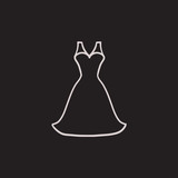 Fototapeta Tulipany - Wedding dress sketch icon.