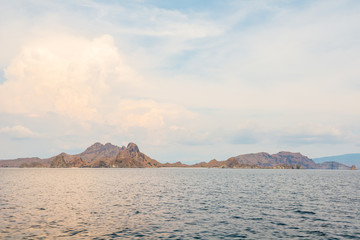 Komodo island with sea view and beautiful sky in the evening