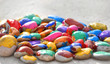 canvas print picture - stones with a smooth surface painted colorful paint