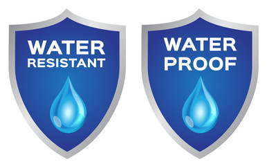 Water resistant and water proof logo , icon and vector . blue Water version