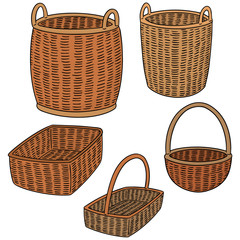 Poster - vector set of wicker basket