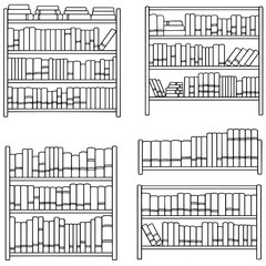 vector set of bookshelf
