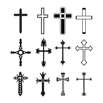 Vector christian cross icons