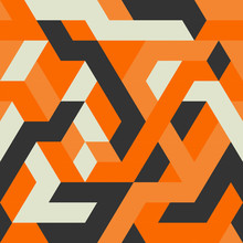 Abstract Geometric Pattern In Orange And Black Colors