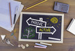 © STOATPHOTO - Passive - Active signpost drawn on a blackboard