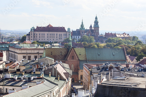Zdjęcie XXL Widok z lotu ptaka na Stare Miasto i Zamek Królewski na Wawelu, Kraków, Polska