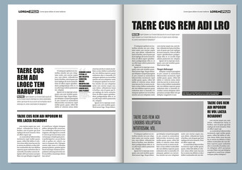 Traditional Graphical design Template newspaper, gray colors and A3 format