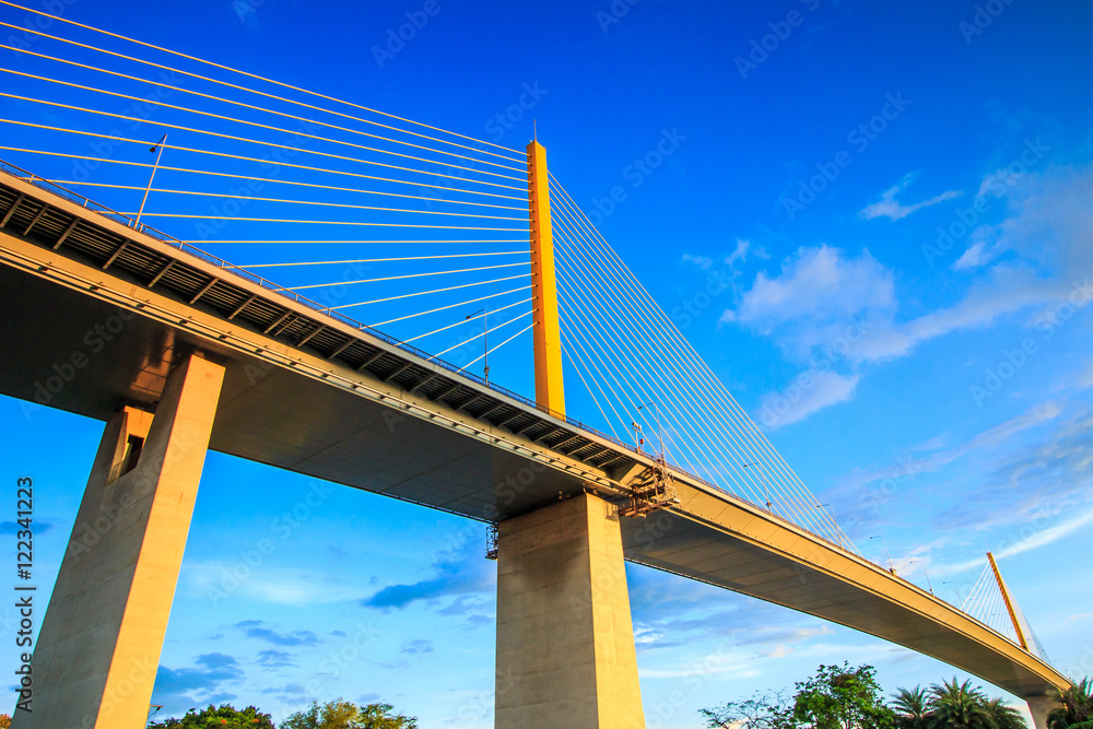 Rama IX Bridge is the Single Plane Fan Type Cable-Stayed Bridge across ...