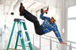 Hispanic Worker Falling from Ladder