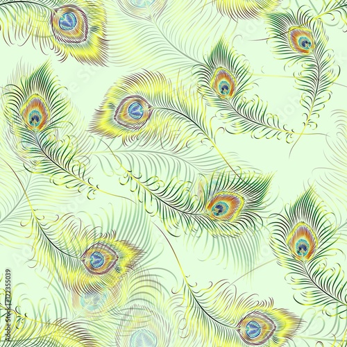 Stoffe zum Nähen Beautiful vector peacock feathers seamless pattern