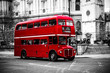 London's iconic double decker bus.