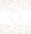 Metallic Foil Dots and Stars Confetti and Pink Heart Frame Vector Set