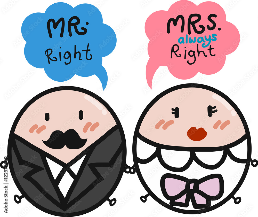 Mr. Right and Mrs. Always Right cartoon illustration Stock Vector ...