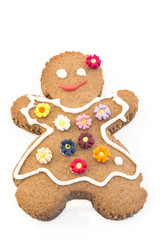 Wall Mural - Gingerbread Cookie Woman Isolated on White