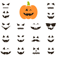 Wall Mural - Set of faces for Halloween pumpkin