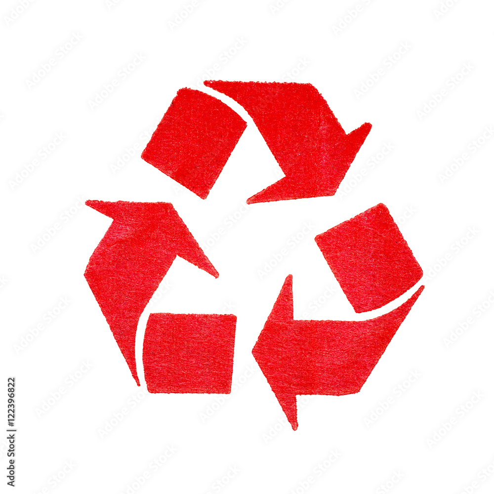 grunge recycle symbol on white background with clipping path Stock ...