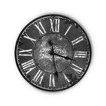 Isolated Vintage Old Dark Black Clock