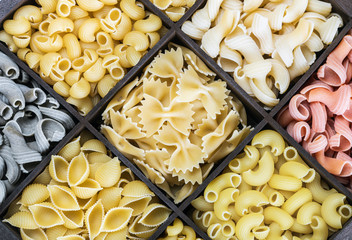   Italian pasta of different colors