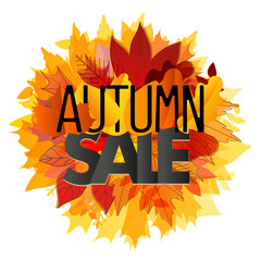 Poster - Color leaves illustration. Autumn sale vector concept