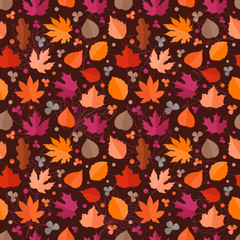 Poster - Autumn seamless vector pattern. Fall leaves collection