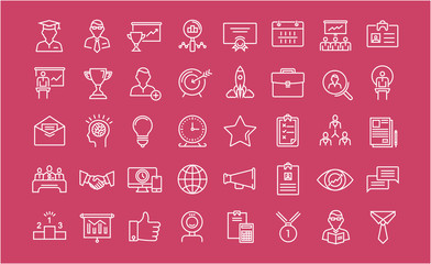 Wall Mural - Set Vector Flat Line Icons Business Training