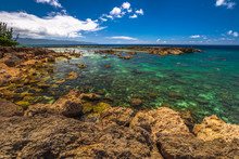 Scenic View Of Sharks Cove, Hawaii, A Small Rocky Bay Side Of Pupukea Beach Park. Sharks Cove Is The Second Best Snorkeling Site On Oahu In North Shore, And Boasts An Impressive Amount Of Sea Life.