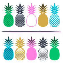 Creative Vector Card With Colorful Pineapples