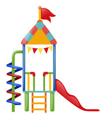 Wall Mural - Playhouse with slide and steps