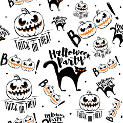Wall Mural - Vector illustration of halloween celebration seamless pattern