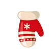 Christmas mitten icon in flat style.