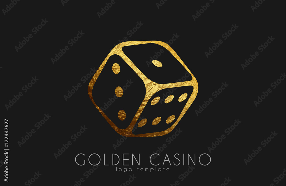 Golden Casino logo. Dice logo. Casino club poster