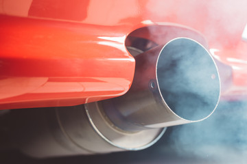 Canvas Print - Car series: Emission fume from exhaust pipe