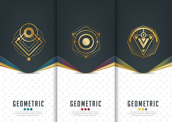 Wall Mural - Vector set of templates packaging,black labels and frames for packaging for luxury products in geometric trendy linear style,identity,branding,golden pattern in trendy linear style,vector illustration