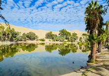 Oasis- Huacachina, A Village In Southwestern Peru, Built Around A Small Oasis Surrounded By Sand Dunes, Ica Region, Peru