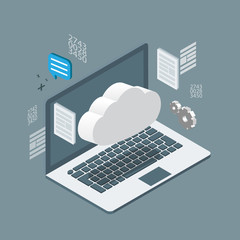 Sticker - cloud computing technology business isometric concept