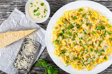 Canvas Print - fettuccine alfredo with sauce of cream, butter, and grated chees