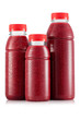 Red fruit smoothie in three size of bottle