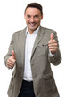 © spaxiax - happy smiling man gesturing thumbs up. Isolated