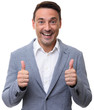 © spaxiax - Man with thumbs up on white background