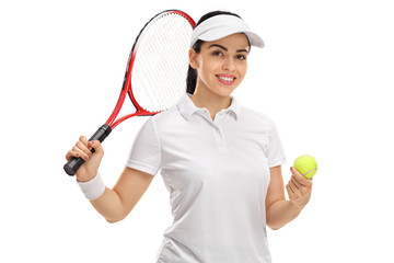 Poster - Tennis player holding a tennis ball and a racket