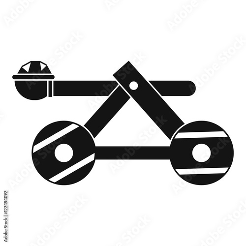 Fotografía Ancient wooden catapult icon in simple style on a white background vector illust