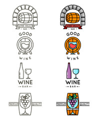 Wall Mural - Wine line logo or winery logotype set vector