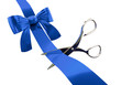 Blue ribbon with scissors