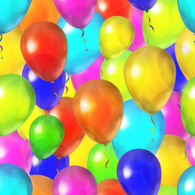 Many Bright Colorful Balloons, Seamless Pattern