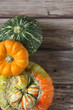 Pumpkins on a rustic background